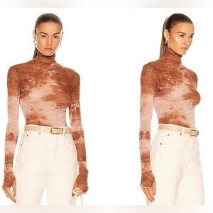 ENZA COSTA: COTTON MESH TURTLENECK IN COGNAC
